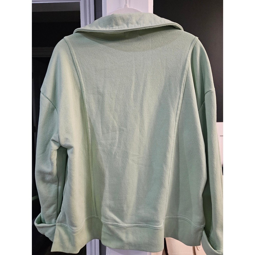 PILCRO Women's Mint Green Collared V Neck Sweatshirt Pullover Top XSP - Picture 2 of 3